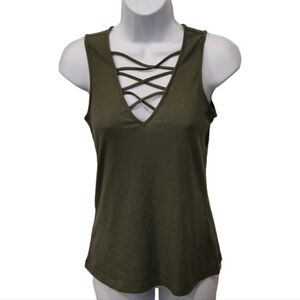 RUE 21 ribbed criss cross strap front tank